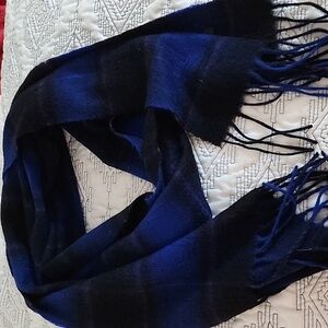 COMME CA MEN  Blue and Black Plaid Scarf